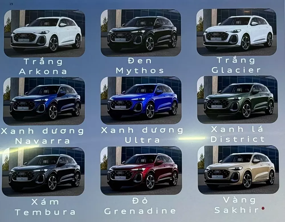 9 lựa chọn màu sắc ngoại thất của Audi Q5 thế hệ mới