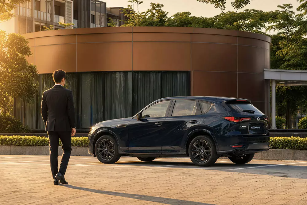 Đằng sau Mazda CX-60 có 2 đầu ống xả kép chia đều sang mỗi bên