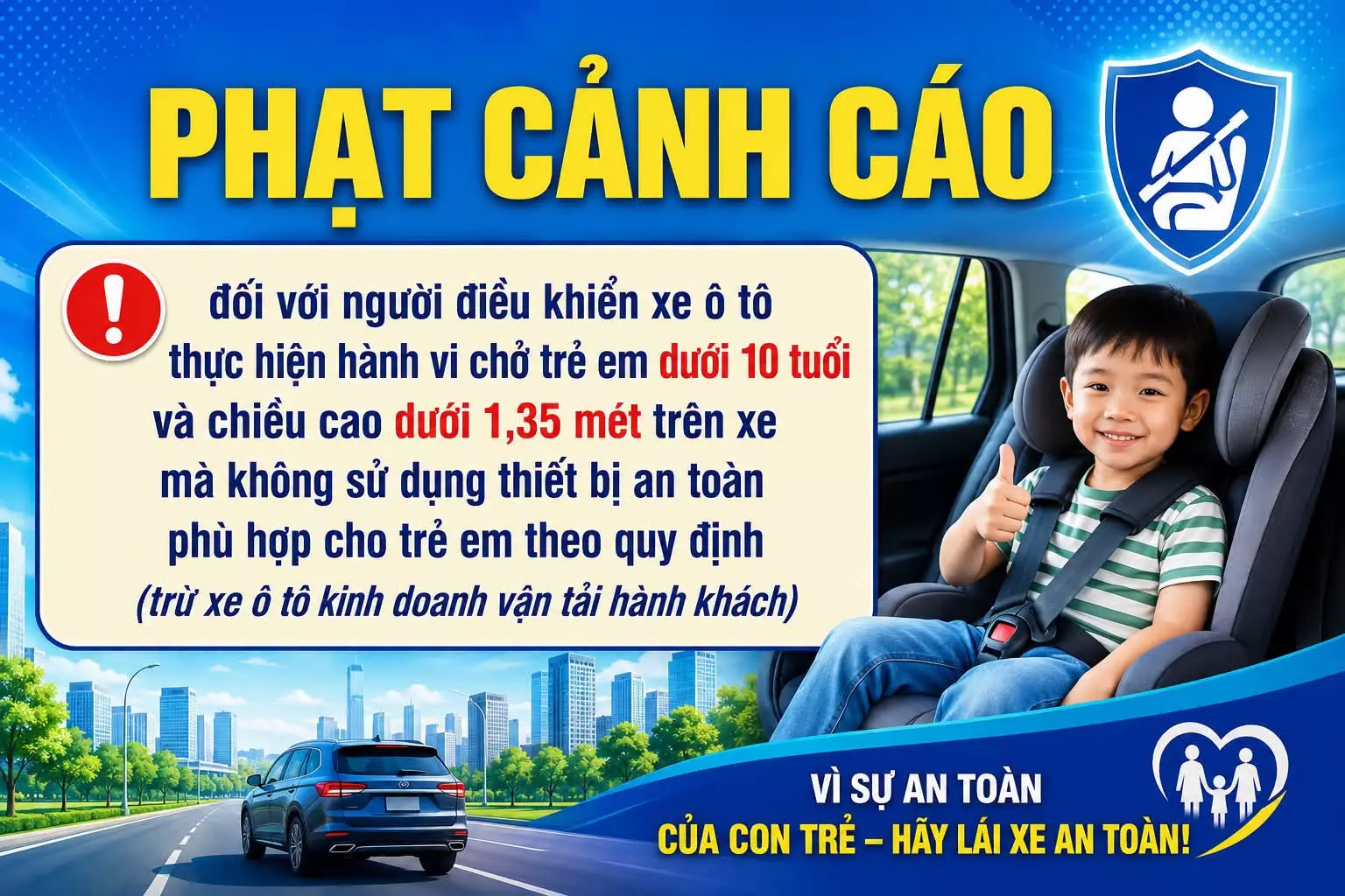 Thay đổi hình thức xử phạt hành vi không trang bị ghế an toàn cho trẻ em trên ô tô - Ảnh 1.